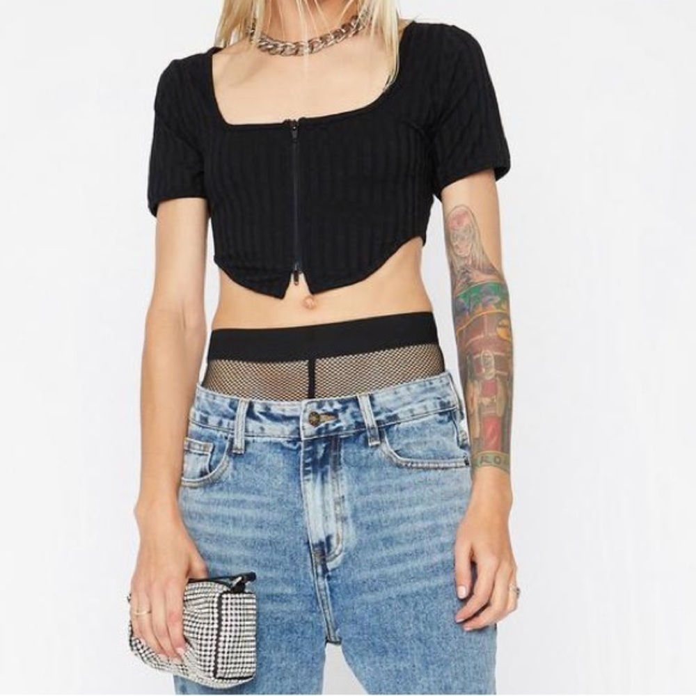 Dolls Kill Beivy Give Me Strength Crop Top, Black, Large, NWT - Picture 3 of 9